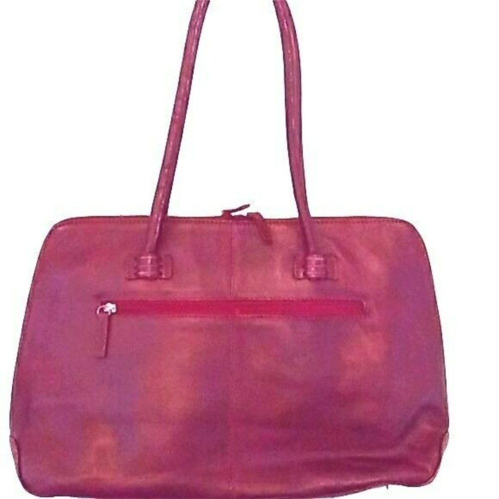 Purse HiDesign Leather Double Zip Burgundy Hand Bag Brass Feet Vegetable Tanned
